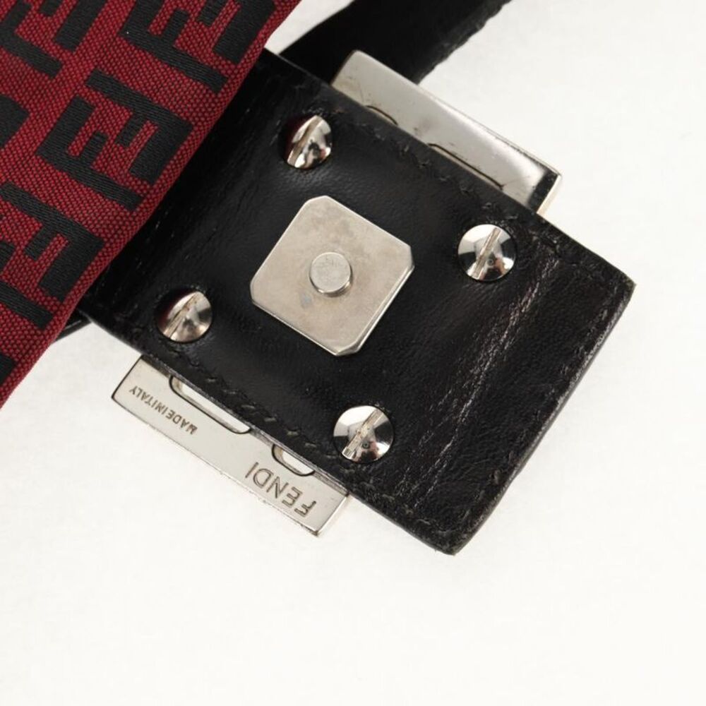 Fendi Baguette Zucchino Canvas Red Canvas Handbag - Picture 15 of 16